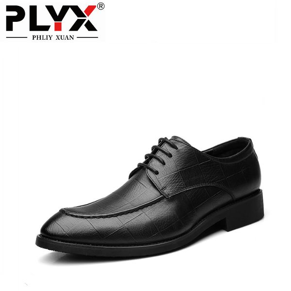 

phliy xuan new 2019 men formal shoes leather black plaid wedding dress shoes oxfords mens