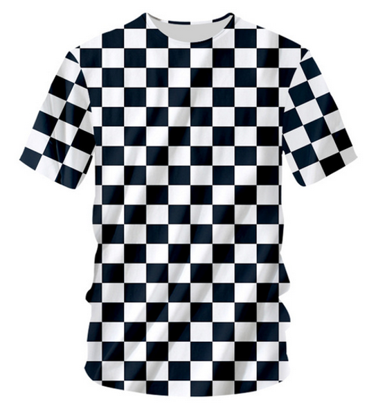 

summer style fashion mens/womens black white grid funny 3d print casual t-shirt abcq00166, White;black