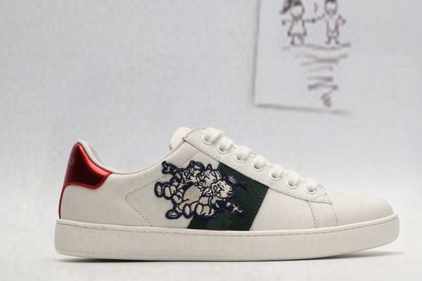 

luxury leather designer comfortable casual shoes white stitching stripe classic low men's and women couples casual shoes, Black