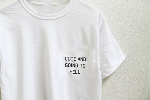 

white grey pink tee shirt instagram fashion casual cute and going to hell pocket printed tumblr t shirt oversized