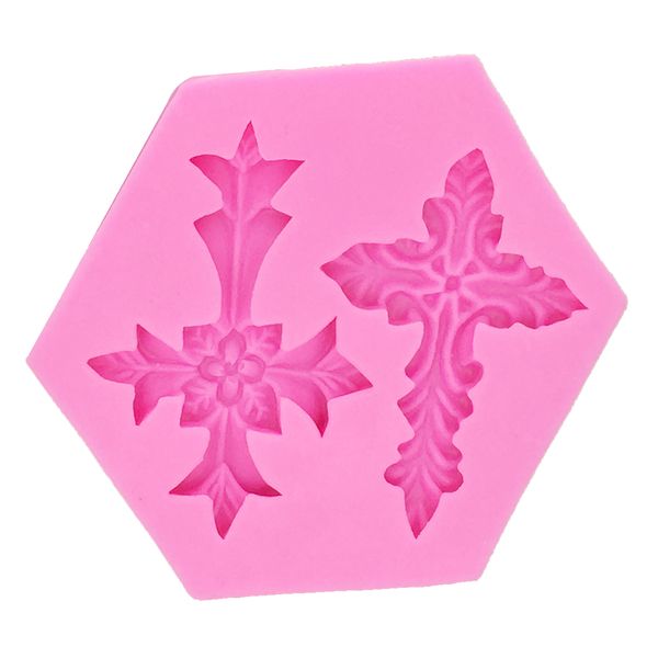 

m0053 double cross silicone mold christmas cake decorated candy cake 3d jesus cross mold easter chocolate baking