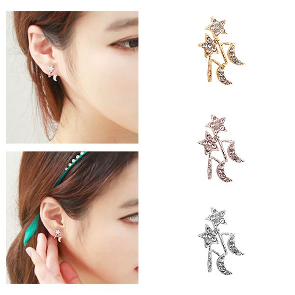 

korean ear bone u-shaped effect earrings night new desigh sweet five-pointed star moon ear clip birthday gifts for women female, Silver