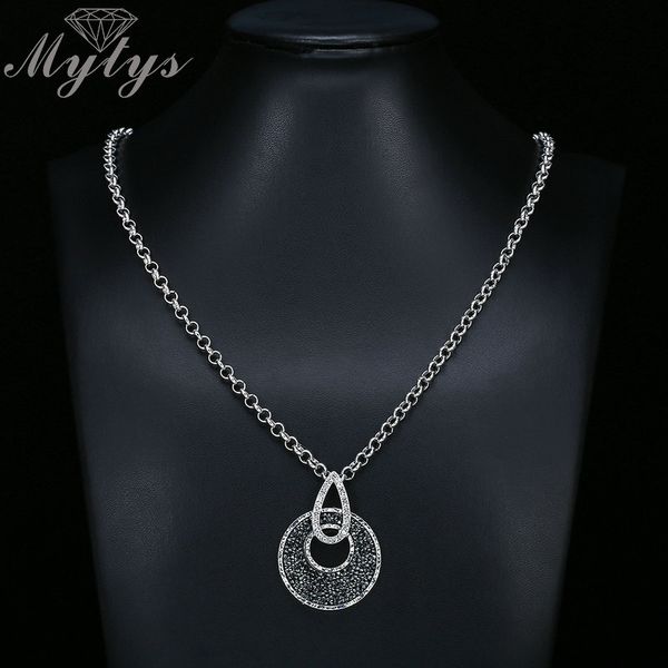 

fashion- crystal series pendant necklaces for women high level sweater chain luxury designer sparkling black crystal necklace, Silver