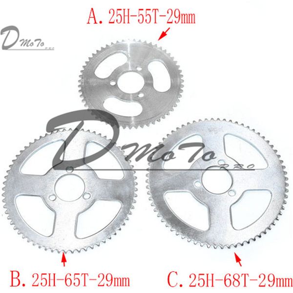

55t 65t 68t 25h 29mm rear sprocket mini moto atv quad dirt pit pocket bike cross 47cc 49cc parts