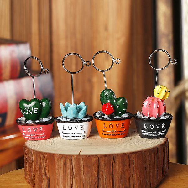 

cactus bonsai name number message card clip table place holder for wedding party home office decoration