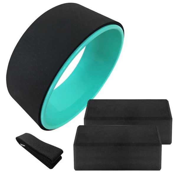 

4pcs yoga equipment set yoga wheel cotton stretching strap stability eva blocks pilates crossfit workout equipments