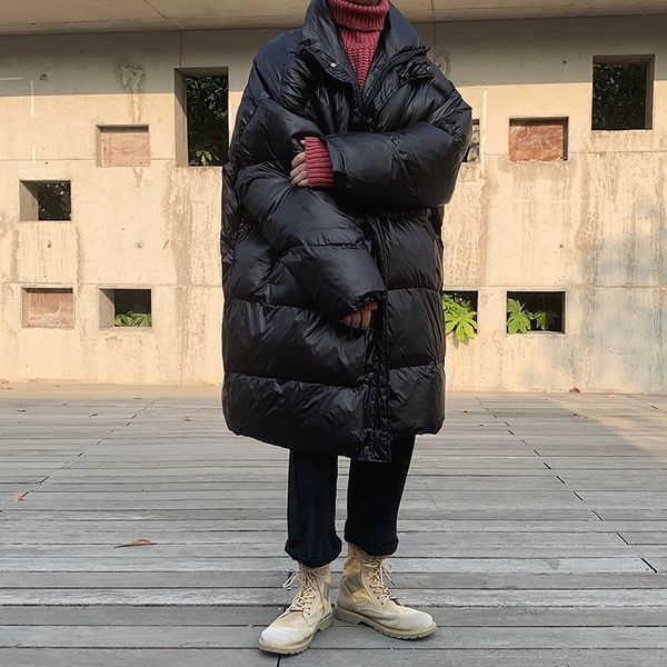 

winter men's overknee long cotton-padded clothes bread waterproof parkas casual snow jacket keep warm coats 3 color outerwear, Black