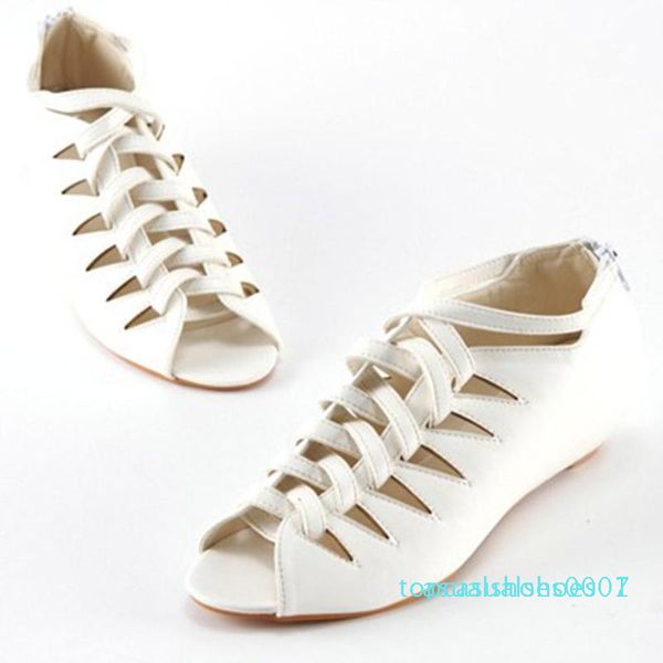 

doratasia 2020 new ladies retro lace-up sandals 2020 elegant peep toe sandals women low wedges gladiator shoes woman t07, Black