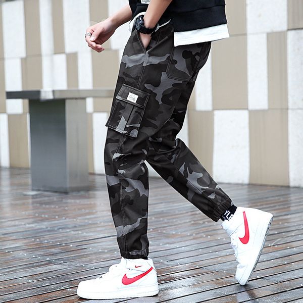 

k9025-23 men's wear new style men's casual pants trend casual youth popular camouflage pants, White;black