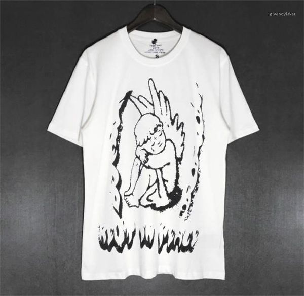 

day print mens designer tshirts hiphop rapper angel mens summer short sleeve mens tees travis scott yams, White;black