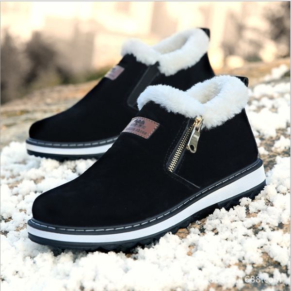 

fashion black men's boots winter shoes men warm short plush casual fur boots men 2019 new keep warm winter male boots with fur