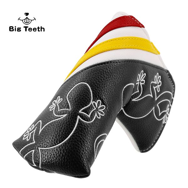 

big teeth golf club head cover putter cover house lizard synthetic leather golf putter headcover magnet closure