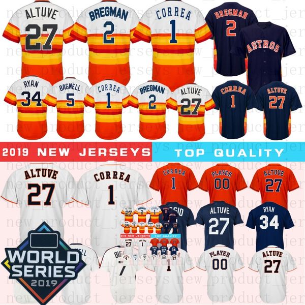 

27 jo e altuve hou ton alex bregman a tro jer ey gerrit cole carlo correa george pringer nolan 2019 world erie bound bagwell jer ey, Blue;black