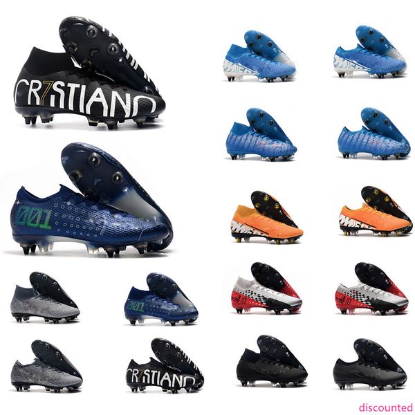 

новые мужские восхитительные футбольные бутсы mercurial superfly 7 elite sg-pro ac стальной гвоздь бутсы cr7 mercurial испарения 13 elite sg