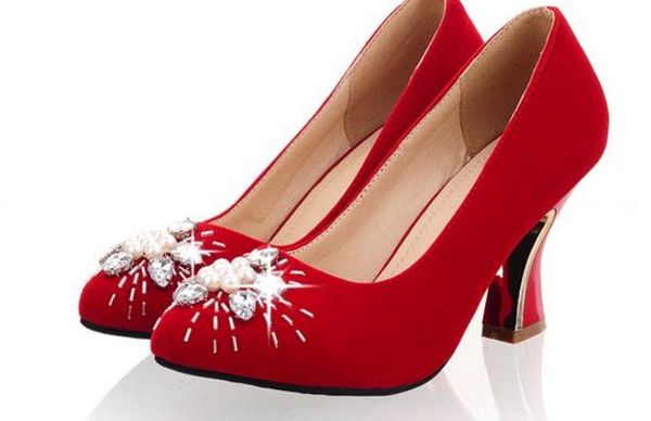 

women's shoes in spring and autumn high coarse heel round head suede@19, Black