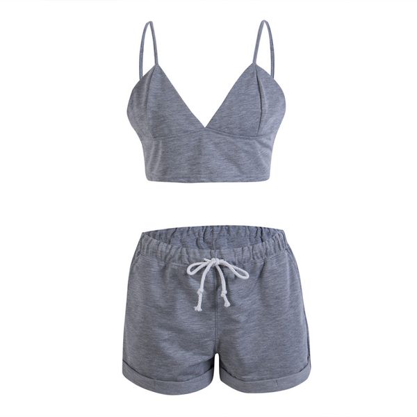 

fashion women nightwear cotton set womenÂ´s pajamas set short sleepwear summer sleeveless pajama sets outfits, Black;red