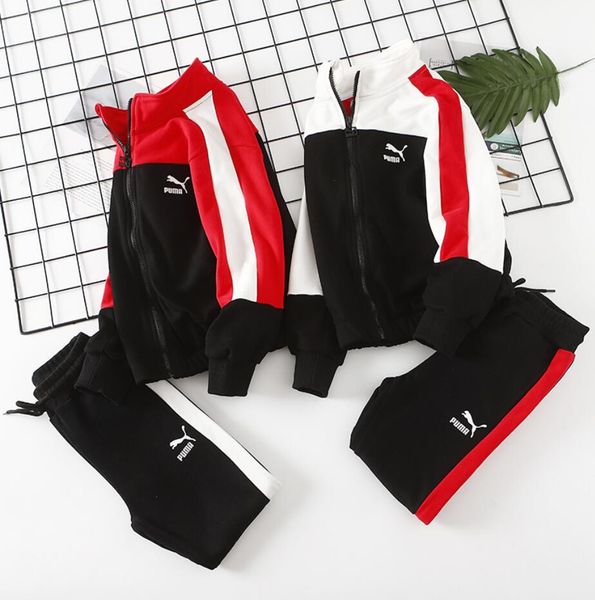 

new youth coat set brand sports zip pum jacket set sportswear pants boy girl cotton children hoodie + pants 2pcs
