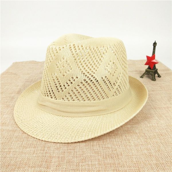 

men's middle-aged and elderly linen sun sunscreen straw small sunscreen hat outdoor mesh breathable straw hat hat, Blue;gray