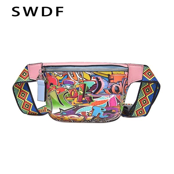 

swdf 2019 new waist bag female belt fashion waterproof chest handbag fanny pack ladies waist pack belly bags purse