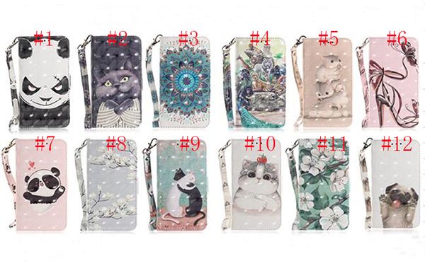 Caso Leopard Dog Cat Flor PU 3D carteira de couro Tiger animal Panda Tiger para Samsung A21S A51 A71 A11 A41 A31 5G A70E A21 A81 A91 S20 PLUS