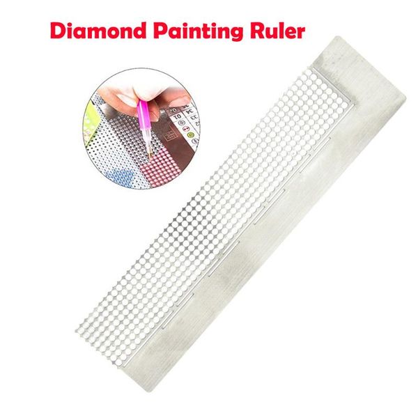 

5d diy diamond painting anti-stick drilling ruler tools accessories 400 holes diamond painting point drill steel ruler marking
