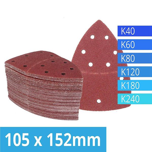 

pack of 120 hook and loop sanding sheets 105 x 152 mm grit 20 each of 40/60/80/120/180/240 for multi sander