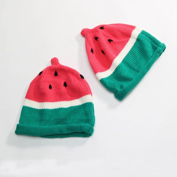 

child beanies caps autumn and winter children watermelon cap wild cute curling men and women baby hats hand knitting hat 2colors, Yellow