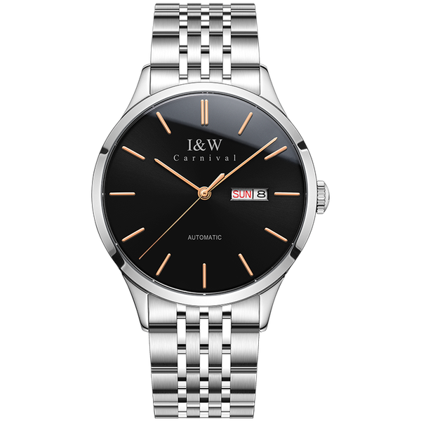 

2020 high-end automatic watch men i&w all steel waterproof watches men mechanical sport watch relogio masculino, Slivery;brown