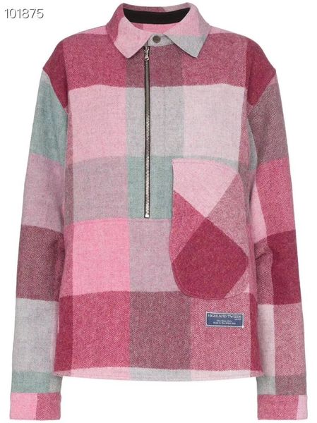 

men's loose plaid shirt oversized jacket ladies woolen shirt half zipper pullover jacket warm couple models coat fashion wild qq2, Black;brown