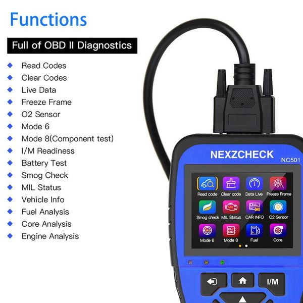 

2019 nc501 obd2 car diagnostic scanner tool read/erasure fault code automotivo multifunction obdii car repair tool