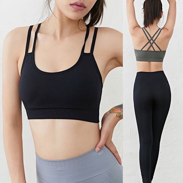 

women crisscross sports bra strappy bralette wireless yoga bras fitness workout gym breathable ladies elegant crop top, White;black