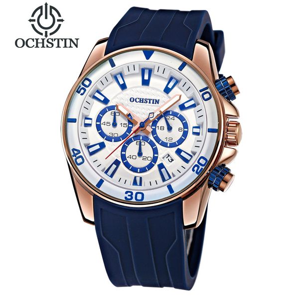 

ochstin sports watches men brand auto date silicone strap quartz wristwatch male waterproof luminous relogio saat, Slivery;brown