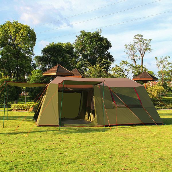 Outdoor Two Rooms One Hall 5 8 People Camping Tent Double Layer Big Space Family Tents High Quality Waterproof Camping Tent Backpacking Tent 6 Person