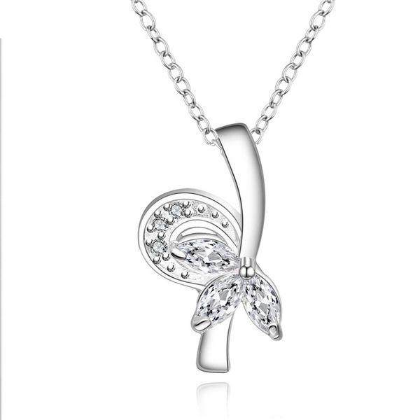 

plated sterling silver necklace 18 inches fashion flower zircon pendant necklace dhsn584 925 silver plate pendant necklaces jewelry