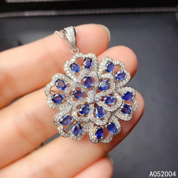 

kjjeaxcmy fine jewelry 925 sterling silver inlaid natural sapphire female new pendant necklace classic support test selling