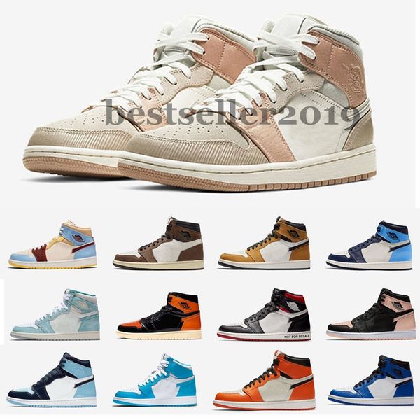 

high 1 mid milan fearless travis obsidian mens basketball shoes sneakers 1s bred game royal toe shattered backboard 3.0 jumpman trainers