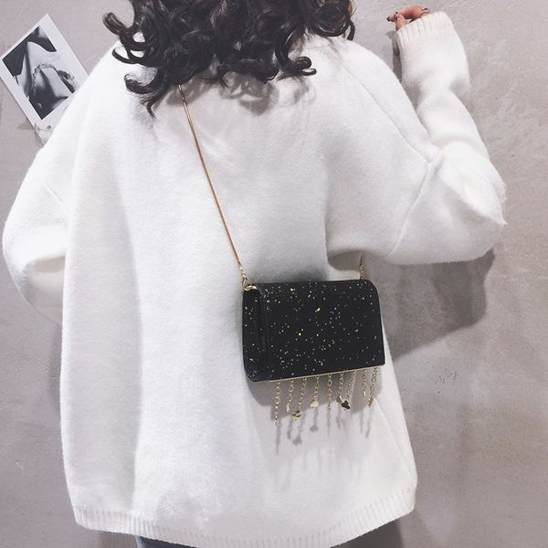 

мини милый маленький мешок новый мешок 2019 корейский блесток кисточкой мессенджер женской цепи небольшой площади женщин