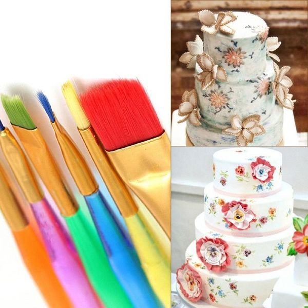 

новый стиль 6pcs fondant торт украшение картины кисти сахар craft diy инструмент цветок modeling аксессуар для кухни
