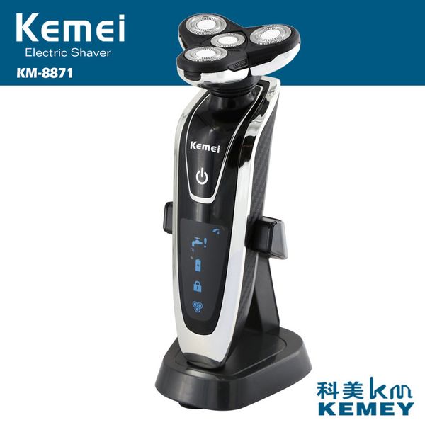 

kemei electric shaver km-8871 electric men razor beard trimmer four blades floating shaving head waterproof rechargeable
