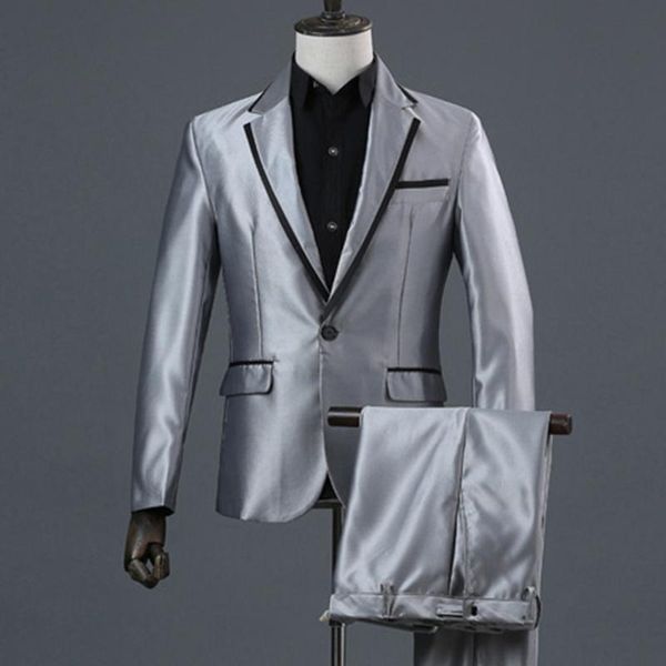 

mjartoria asian size wedding suit sets male blazers quality slim fit suits men costume business formal party blue classic black, White;black