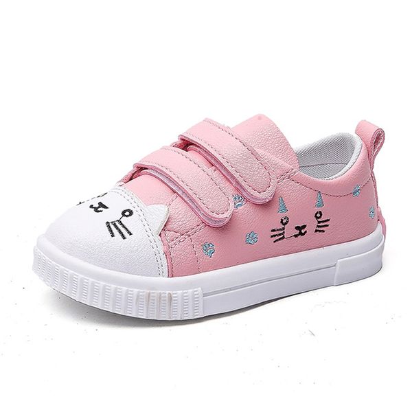 

cozulma kids cute cat decoration sports shoes girls fashion sneakers children breathable non-slip rubber sole casual shoes, Black;red