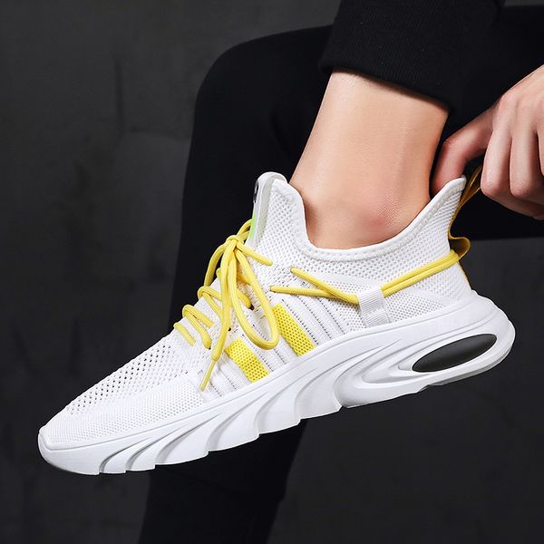 

2020 new men shoes sneakers white 2020 fashion flat casual shoes for men mesh breathable comfortable walking sneaker wholesale, Black
