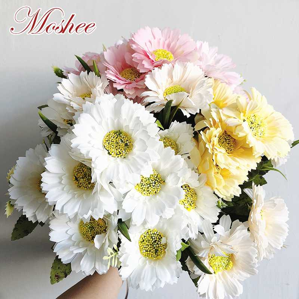 

1 bouquet daisy artificial silk sunflower bride flower for wedding party home garden decoration fake sumflower