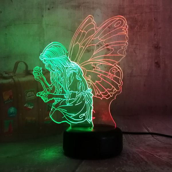 

beauty mixed dual colors butterfly fairy girl gift cartoon 3d lamp led night lihgt beauty gift for girls kids home decor lustre