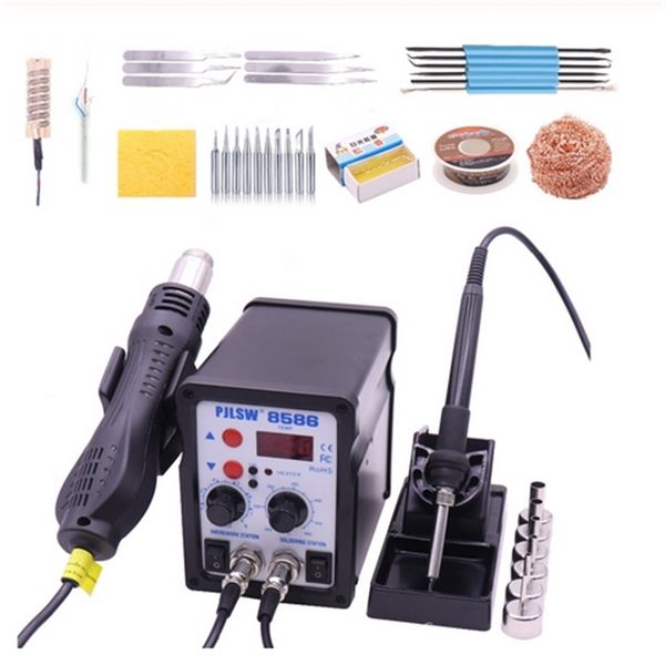 

pjlsw 8586 700w esd soldering station led digital solder iron desoldering station bga rework solder air gun welder