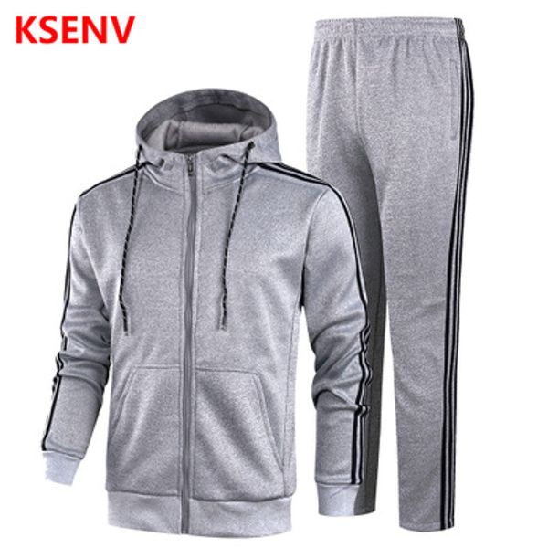

mens jogger tracksuits casual men sports suits 2019 new arrival solid color designer mens jogger tracksuits outside sets large size l-4xl, Gray