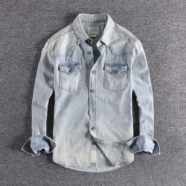 

2019 new arrival youth leisure shirt autumn and winter foreign trade original single men's jeans long sleeve shirts xl wear, White;black