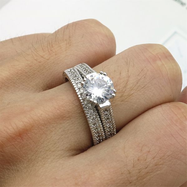 

cross-border selling accessories selling european and american popular white zircon ring jewelry factory direct jewelry, Silver