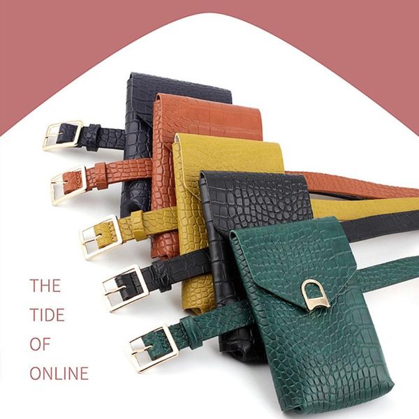 

pack women waist belt bag serpentine vintage waist bags square buckle belt chest bag ladies detachable leather chest packss