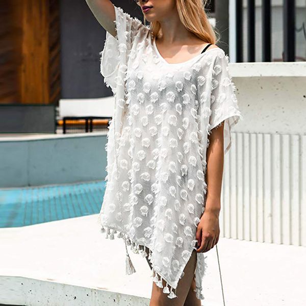 pom pom bathing suit cover up